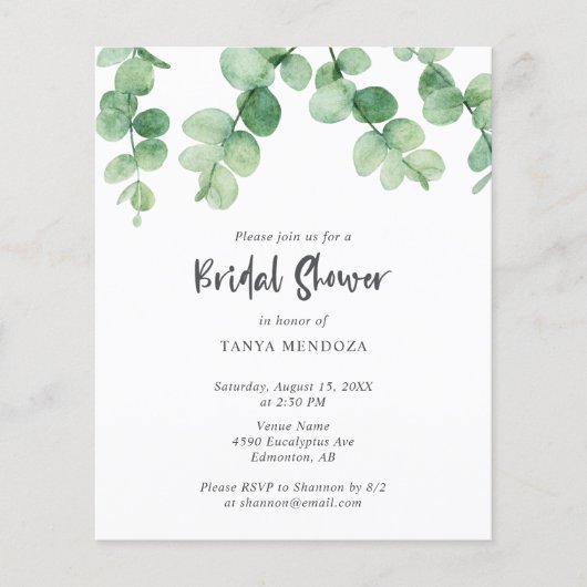 Grünes Eukalyptus-Leaf-Brautparty (Vorderseite)