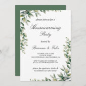 Grünes Eukalyptus-Party Einladung (Vorne/Hinten)