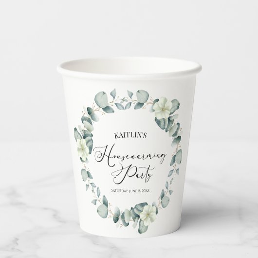 Grünes Eukalyptus-Party Pappbecher (Rückseite)