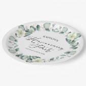 Grünes Eukalyptus-Party Pappteller (Schrägansicht)