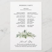 Grünes Eukalyptus-Programm für botanische Hochzeit (Rückseite)