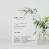 Grünes Eukalyptus-Programm für botanische Hochzeit (Stehend Vorderseite)