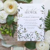 Grünes Eukalyptus-Wasserfarben-Brautparty Einladung