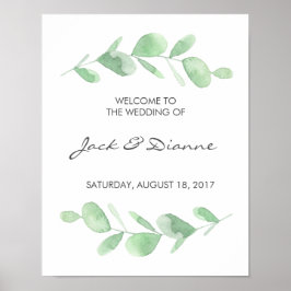 Grünes Eukalyptus Wedding Willkommenszeichen Poster