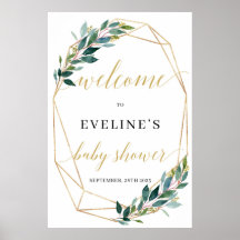 Grünes Eukalyptusgold - geometrisches Begrüßungsze