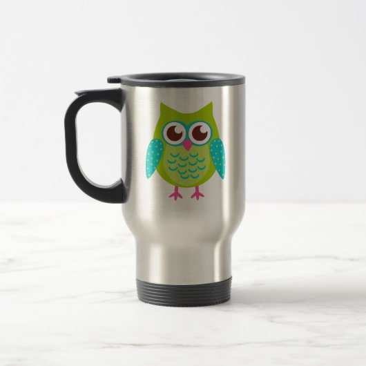 Grünes Eulen-Geschenk Reisebecher (Links)