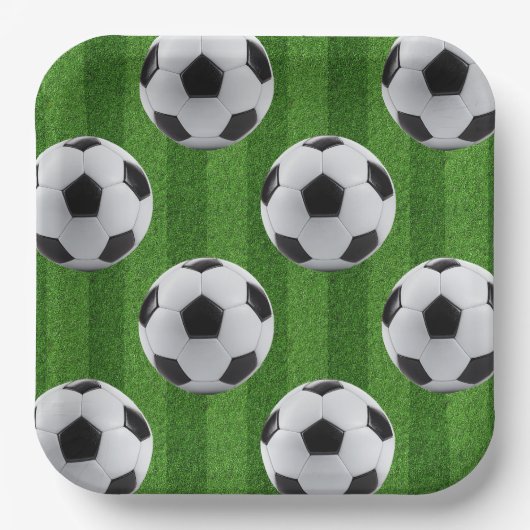 Grünes europäisches Fußballmuster Pappteller (Vorderseite)