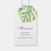 Grünes exotisches Blatt. Tropische Babydusche dank Geschenkanhänger (Vorderseite)