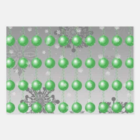 Grünes Extravagantes Weihnachtsschmuckpapier Geschenkpapier Set (Vorderseite)