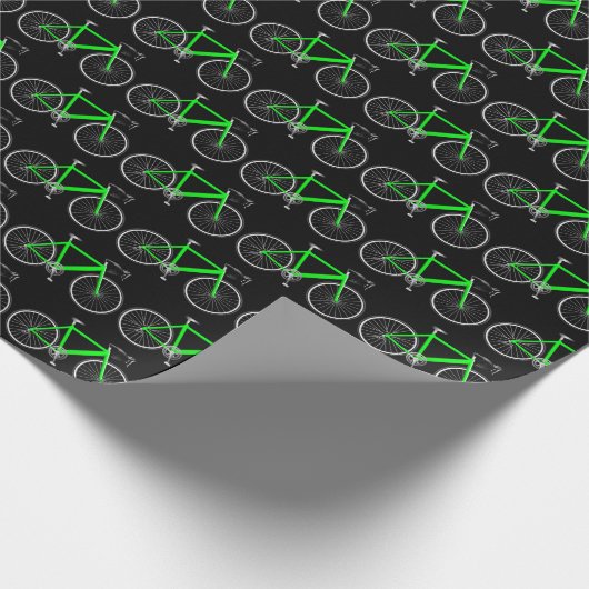 grünes Fahrrad auf schwarzem Papier Geschenkpapier (Ecke)