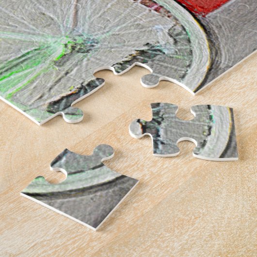 Grünes Fahrrad in Pinselstrichen Puzzle (Seite)