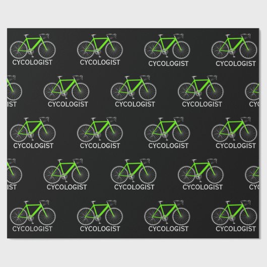 Grünes Fahrrad mit Text des Zykologen Geschenkpapier (Flach)