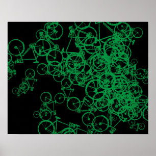 grünes Fahrradmuster Poster