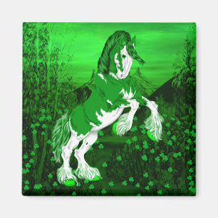 Grünes Fantasy-Clydesdale-Pferd Magnet