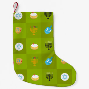 grünes Farbblock Chanukka Kleiner Weihnachtsstrumpf