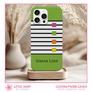 Grünes Farbfeld mit schwarzen Streifen Monogramm Case-Mate iPhone Hülle