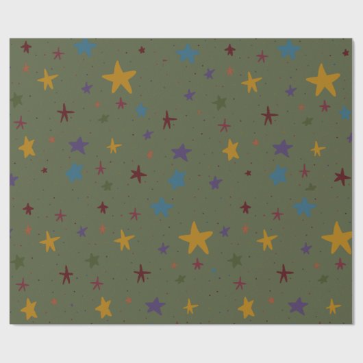 Grünes farbiges Sternenwrapping Geschenkpapier (Flach)