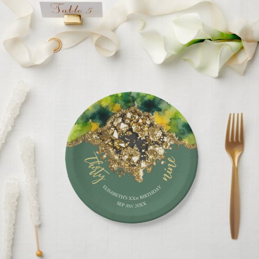 Grünes Faux Gold Pappteller (Hochzeit)