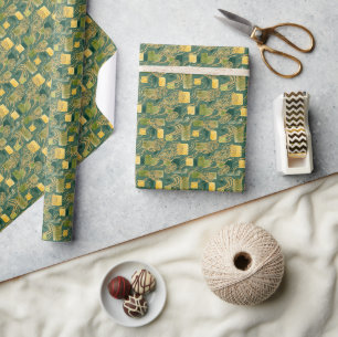 Grünes Faux-Gold-Wasserfarbe Geschenkpapier