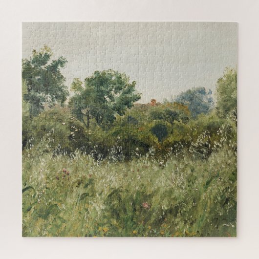 Grünes Feld Grosses Vintages Öl Puzzle (Vertikal)