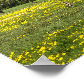 Grünes Feld mit schneebedeckten Alpen Poster (Ecke)
