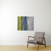Grünes Feld mit schneebedeckten Alpen Wandteppich (Beispiel (Horizontal))