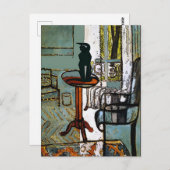 Grünes Fenster mit Art Deco Cat Postkarte (Vorne/Hinten)