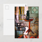 Grünes Fenster mit Art Deco Cat Postkarte (Vorne/Hinten)