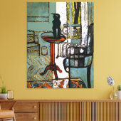 Grünes Fenster mit schwarzer Katze Leinwanddruck (Insitu (Wohnzimmer))