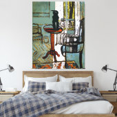 Grünes Fenster mit schwarzer Katze Leinwanddruck (Insitu (Schlafzimmer))