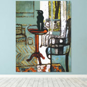 Grünes Fenster mit schwarzer Katze Leinwanddruck (Insitu (Holzboden))