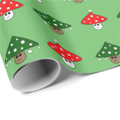 Grünes festes Mushroom-Wrapping Paper Geschenkpapier (Rolleneckpunkt)