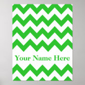 Grünes Fett Zickzack mit Monogramm Poster (Vorne)