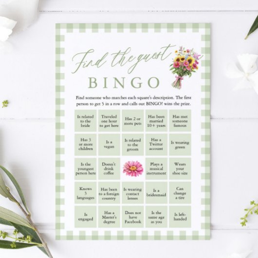 Grünes Finde den Gast Bingo Brautdusche-Spiel Einladung