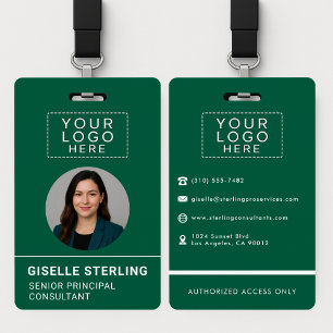 Grünes Firmen-Foto-ID-Logo-Namensschild Benutzerde Ausweis
