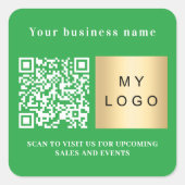 Grünes Firmenlogo QN-Code Quadratischer Aufkleber (Vorderseite)