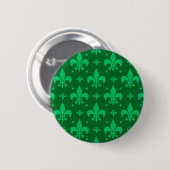 Grünes Fleur-de-lis-Muster Button (Vorne & Hinten)