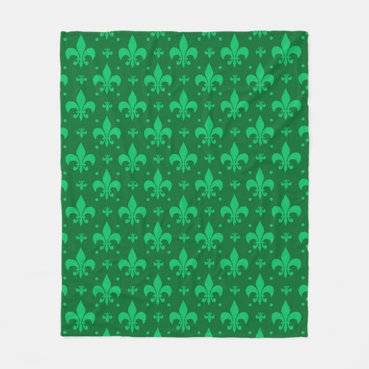 Grünes Fleur-de-lis-Muster Fleecedecke (Vorderseite)