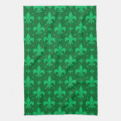 Grünes Fleur-de-lis-Muster Geschirrtuch (Vertikal)