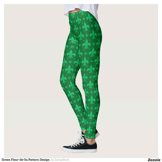 Grünes Fleur-de-lis-Muster Leggings