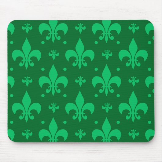 Grünes Fleur-de-lis-Muster Mousepad (Vorne)