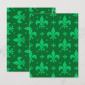 Grünes Fleur-de-lis-Muster Postkarte (Vorne/Hinten)