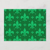 Grünes Fleur-de-lis-Muster Postkarte (Rückseite)