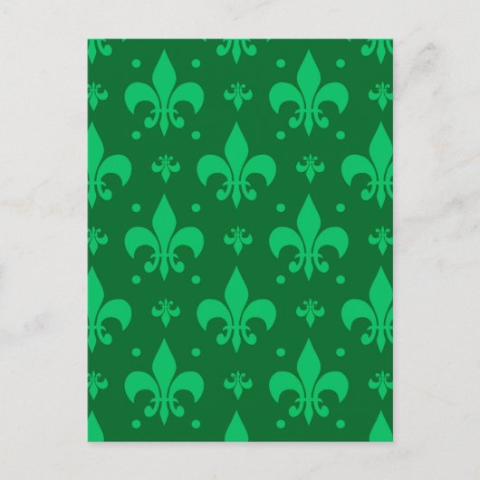 Grünes Fleur-de-lis-Muster Postkarte (Vorderseite)