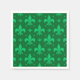 Grünes Fleur-de-lis-Muster Serviette