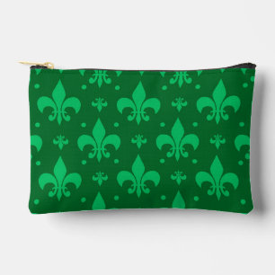 Grünes Fleur-de-lis-Muster Zubehörtasche