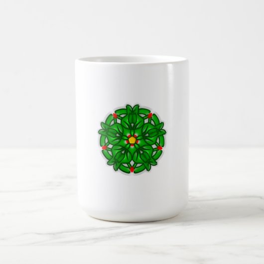 Grünes florales geometrisches Muster Kaffeetasse (Mittel)
