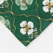 Grünes florales Gittermuster Fleecedecke (Ecke)