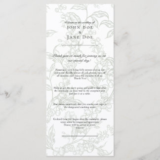 Grünes florales Hochzeitsprogramm Programm