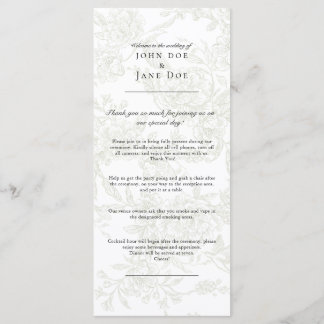 Grünes florales Hochzeitsprogramm Programm